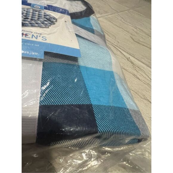 Family Sleep Mens Blue Buffalo Plaid 2-Piece Set Size XL NEW - Picture 3 of 6